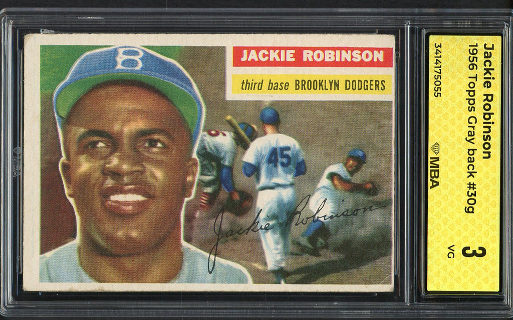1956 Topps Baseball #030 Jackie Robinson Dodgers MBA 3 VG Gray 546844