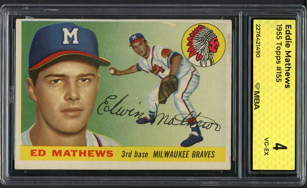 1955 Topps Baseball #155 Eddie Mathews Braves MBA 4 VG-EX 546850