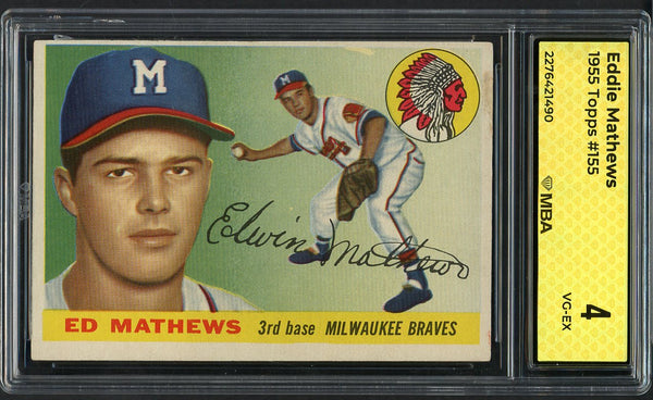 1955 Topps Baseball #155 Eddie Mathews Braves MBA 4 VG-EX 546850