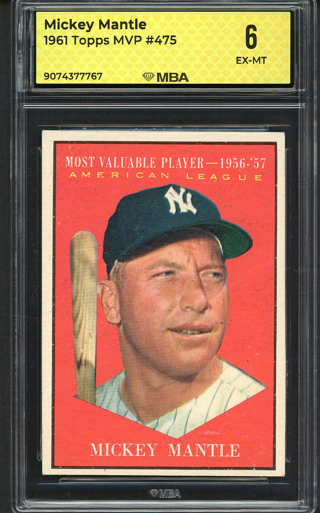 1961 Topps Baseball #475 Mickey Mantle MVP Yankees MBA 6 EX-MT 546865