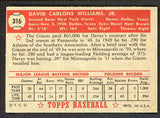1952 Topps Baseball #316 Davey Williams Giants EX+/EX-MT 546912