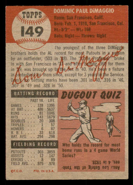 1953 Topps Baseball #149 Dom Dimaggio Red Sox EX 547003