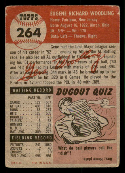 1953 Topps Baseball #264 Gene Woodling Yankees Good 547008