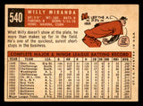1959 Topps Baseball #540 Willie Miranda Orioles EX 547040