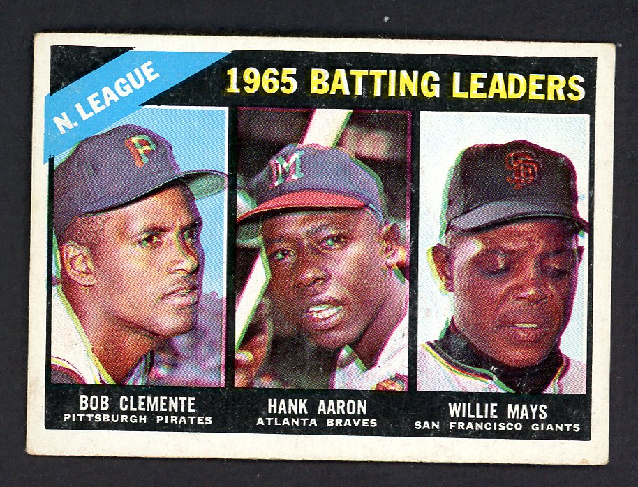 1966 Topps Baseball #215 N.L. Batting Leaders Clemente Aaron Mays EX-MT 547073