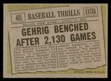 1961 Topps Baseball #405 Lou Gehrig Yankees EX 547089