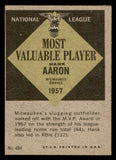1961 Topps Baseball #484 Hank Aaron MVP Braves EX-MT 547109