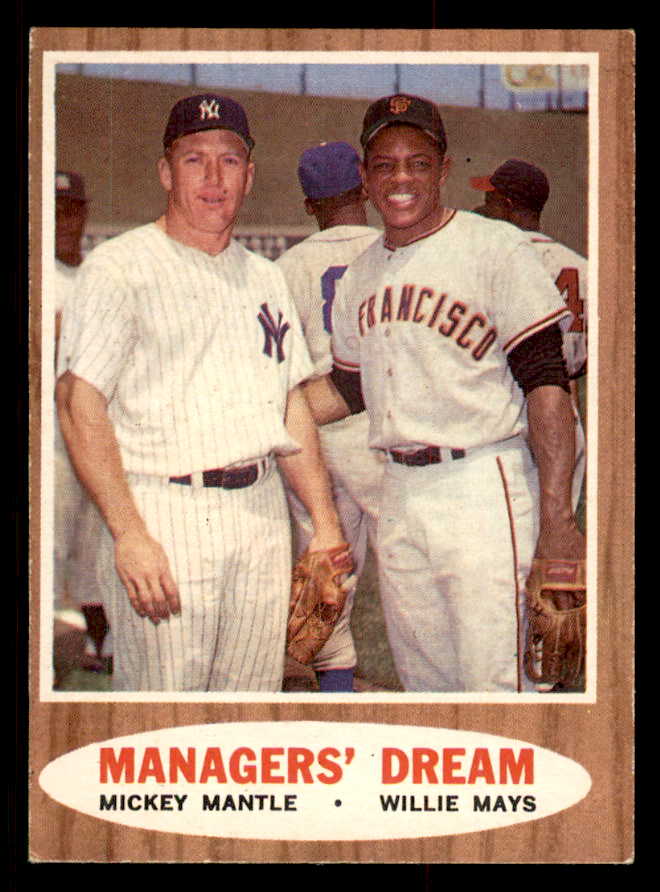 1962 Topps Baseball #018 Mickey Mantle Willie Mays EX+/EX-MT 547187