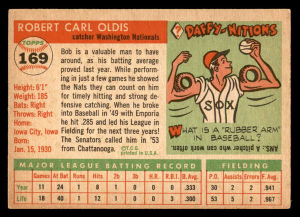 1955 Topps Baseball #169 Bob Oldis Senators EX 547249