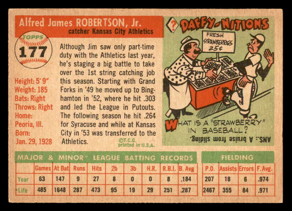 1955 Topps Baseball #177 Jim Robertson A's EX 547255