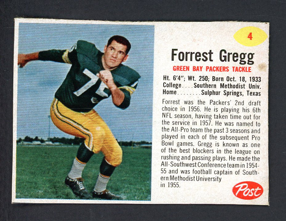 1962 Post Football #004 Forrest Gregg Packers EX-MT 547292