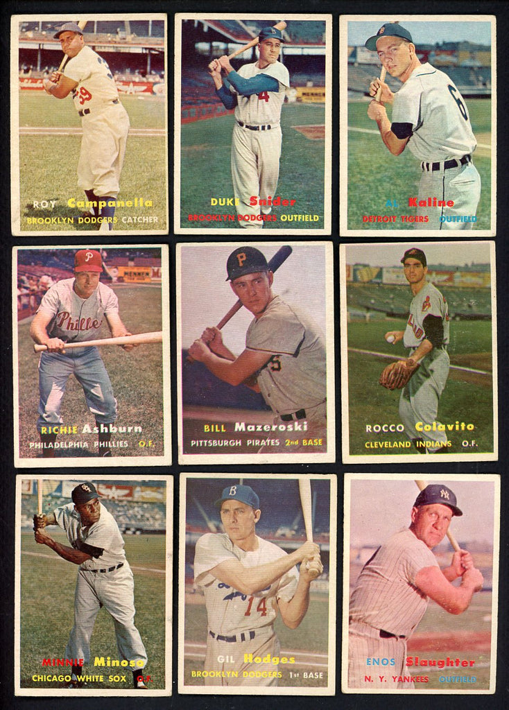 1957 Topps Set Lot 288 Diff Mid Grade Campanella Kaline 547320