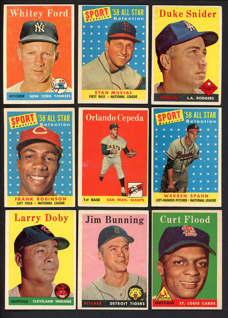 1958 Topps Set Lot 319 Diff EX/EX+ Musial Snider Ford 547395