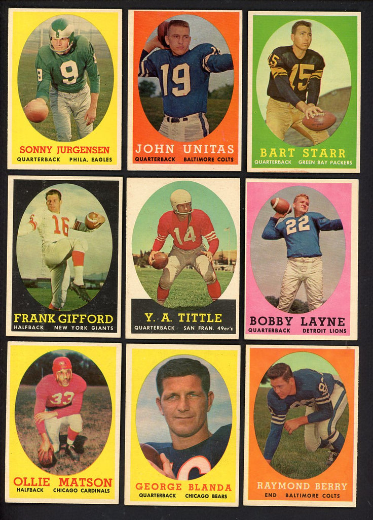 1958 Topps Football Near Set (No Brown) EX+/EX-MT Unitas Starr 547400