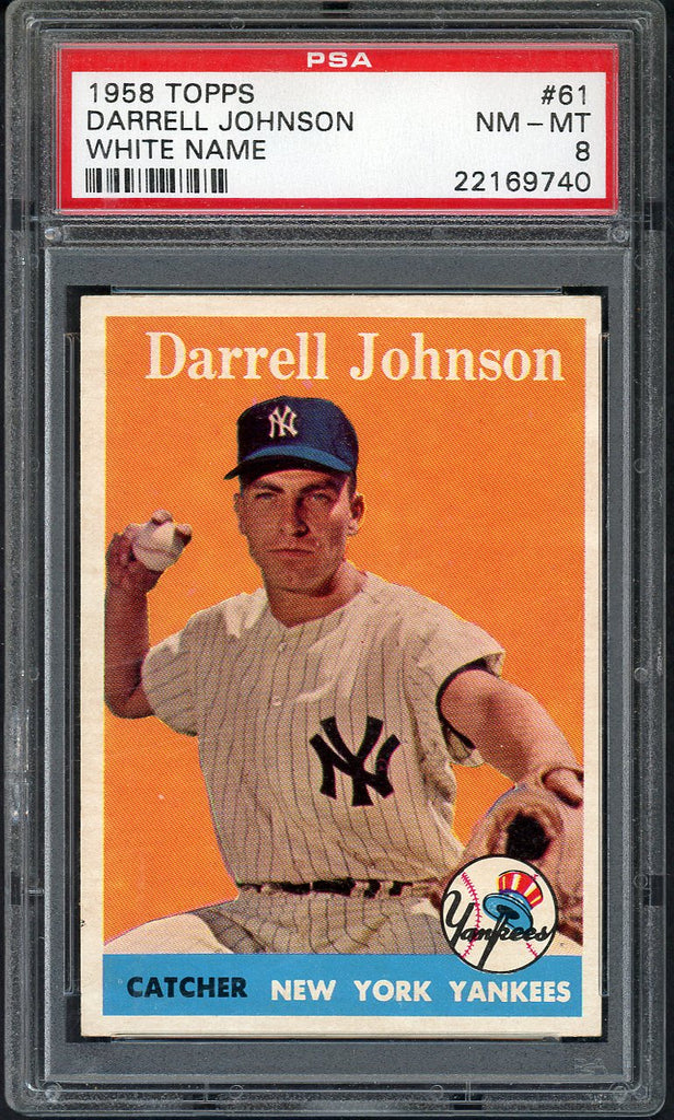 1958 Topps Baseball #061 Darrell Johnson Yankees PSA 8 NM/MT 547415