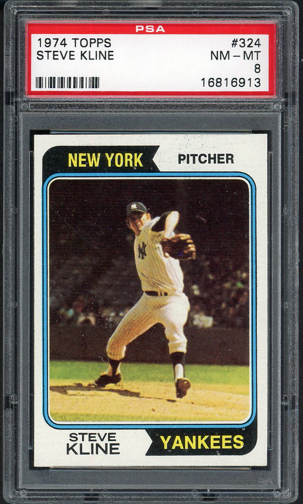 1974 Topps Baseball #324 Steve Kline Yankees PSA 8 NM/MT 547420