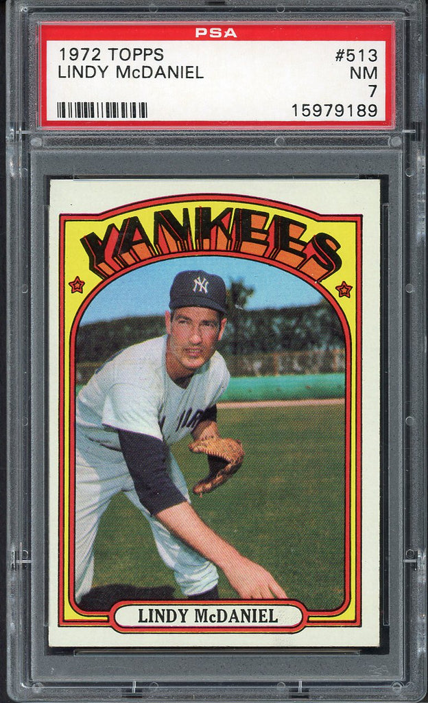 1972 Topps Baseball #513 Lindy McDaniel Yankees PSA 7 NM 547421