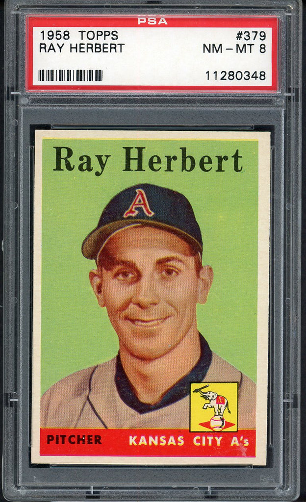 1958 Topps Baseball #379 Ray Herbert A's PSA 8 NM/MT 547462