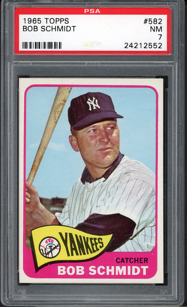 1965 Topps Baseball #582 Bob Schmidt Yankees PSA 7 NM 547493