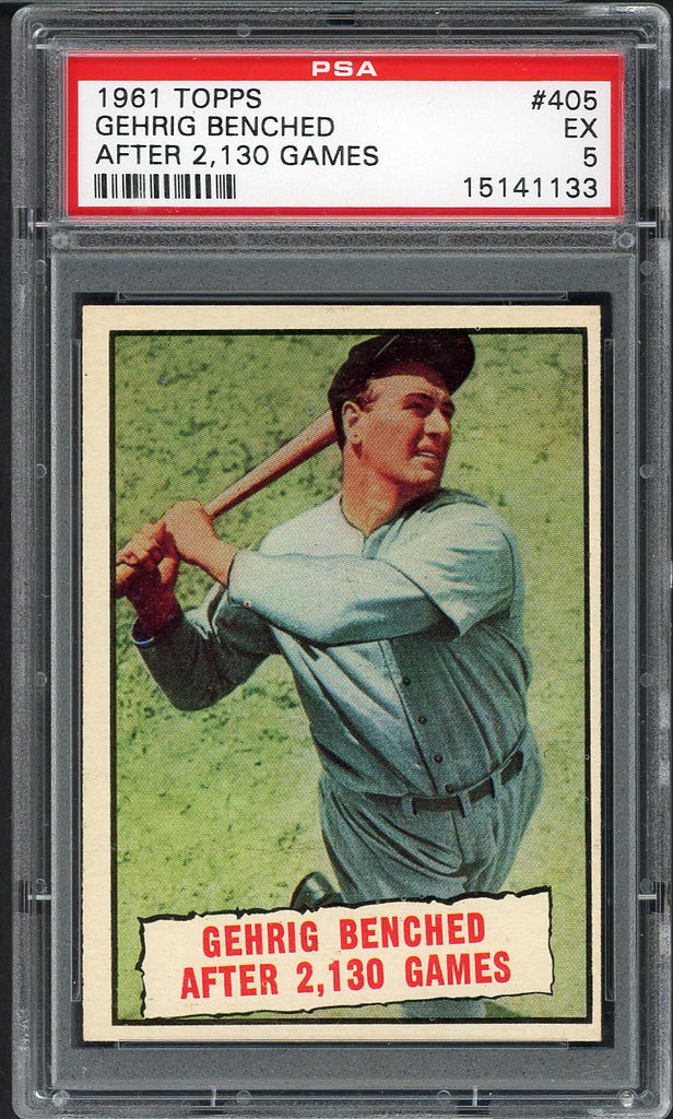 1961 Topps Baseball #405 Lou Gehrig Yankees PSA 5 EX 547503