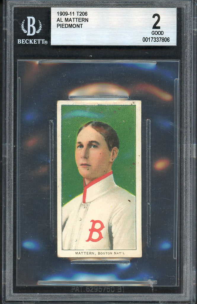 1909-11 T206 T 206 Al Mattern Braves BVG 2 GD 547562