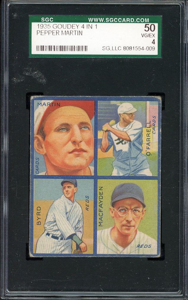 1935 Goudey #004F Pepper Martin Cardinals SGC 4 VG-EX 547573