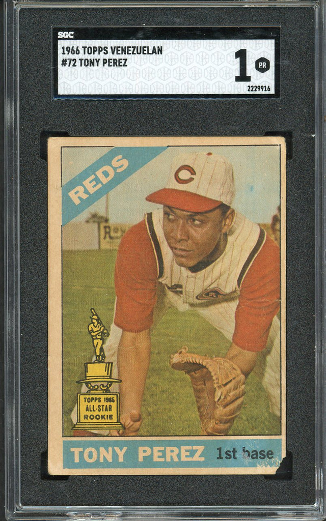 1966 Topps Venezuelan #072 Tony Perez Reds SGC 1 PR 547574