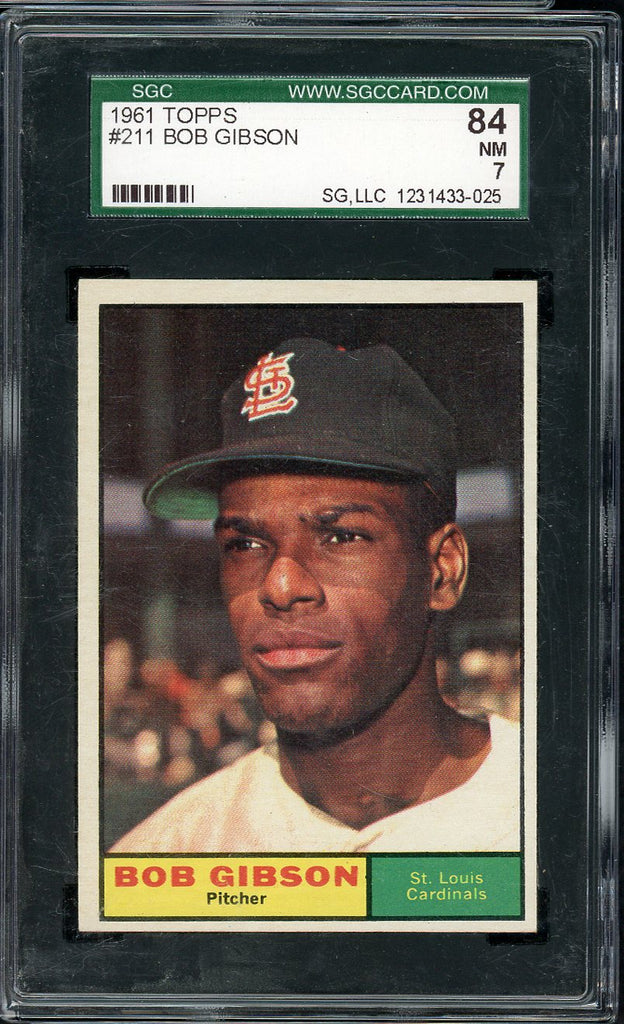 1961 Topps Baseball #211 Bob Gibson Cardinals SGC 7 NM 547575
