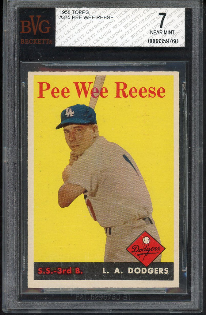 1958 Topps Baseball #375 Pee Wee Reese Dodgers BVG 7 NM 547581
