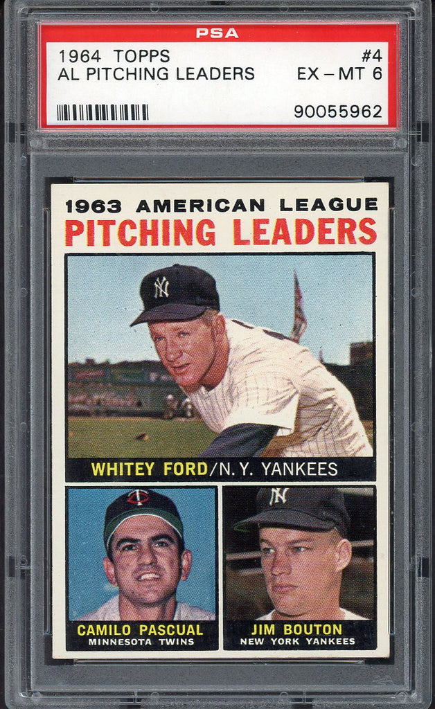 1964 Topps Baseball #004 A.L. Win Leaders Whitey Ford PSA 6 EX-MT 547582