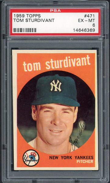 1959 Topps Baseball #471 Tom Sturdivant Yankees PSA 6 EX-MT 547593