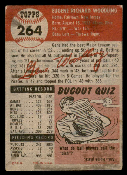 1953 Topps Baseball #264 Gene Woodling Yankees VG-EX 547654