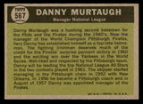 1961 Topps Baseball #567 Danny Murtaugh A.S. Pirates EX-MT 547738