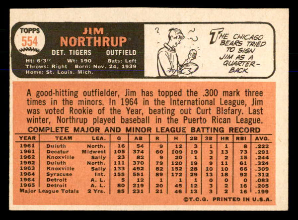 1966 Topps Baseball #554 Jim Northrup Tigers EX 547785