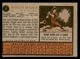 1962 Topps Baseball #001 Roger Maris Yankees VG 547793