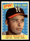 1958 Topps Baseball #480 Eddie Mathews A.S. Braves EX-MT 547809