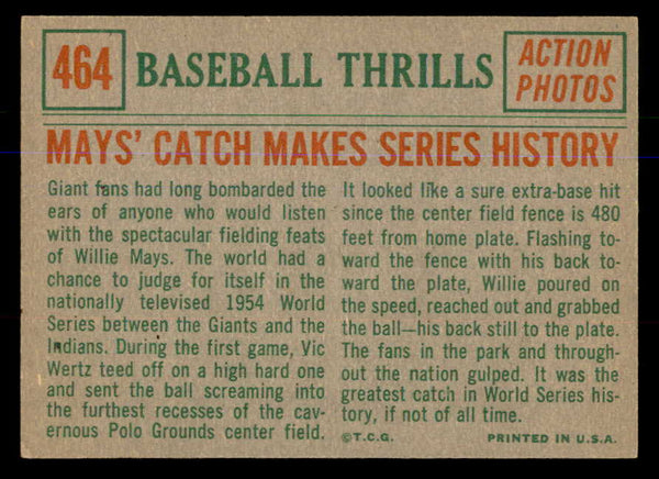 1959 Topps Baseball #464 Willie Mays IA Giants EX 547810