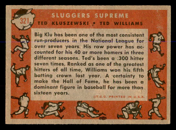 1958 Topps Baseball #321 Ted Williams Ted Kluszewski EX+/EX-MT 547827