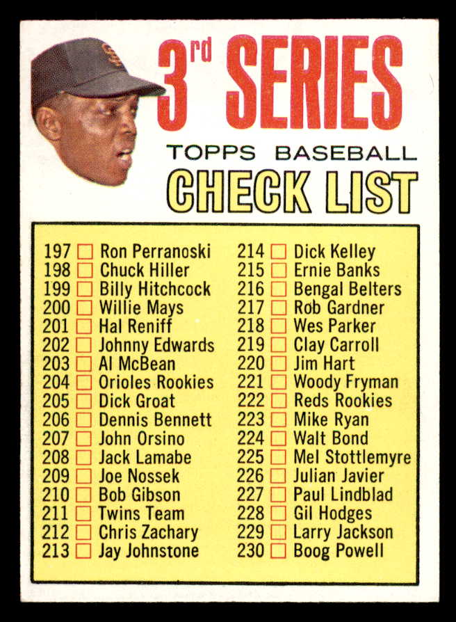 1967 Topps Baseball #191 Checklist 3 Willie Mays EX-MT 547881