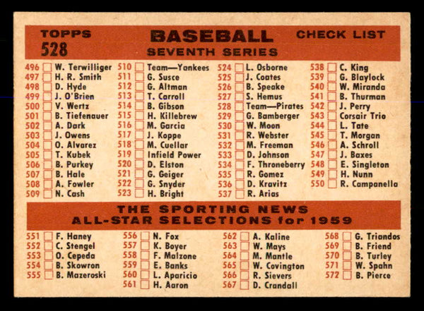 1959 Topps Baseball #528 Pittsburgh Pirates Team NR-MT 547909