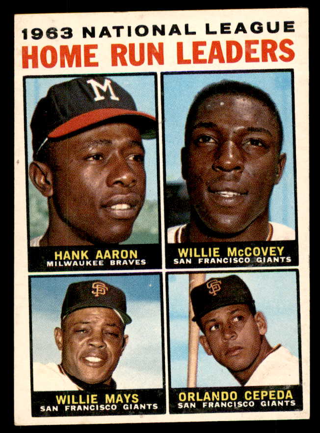 1964 Topps Baseball #009 N.L. Home Run Leaders Aaron Mays EX-MT 547914