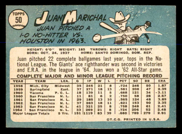 1965 Topps Baseball #050 Juan Marichal Giants EX-MT 547946