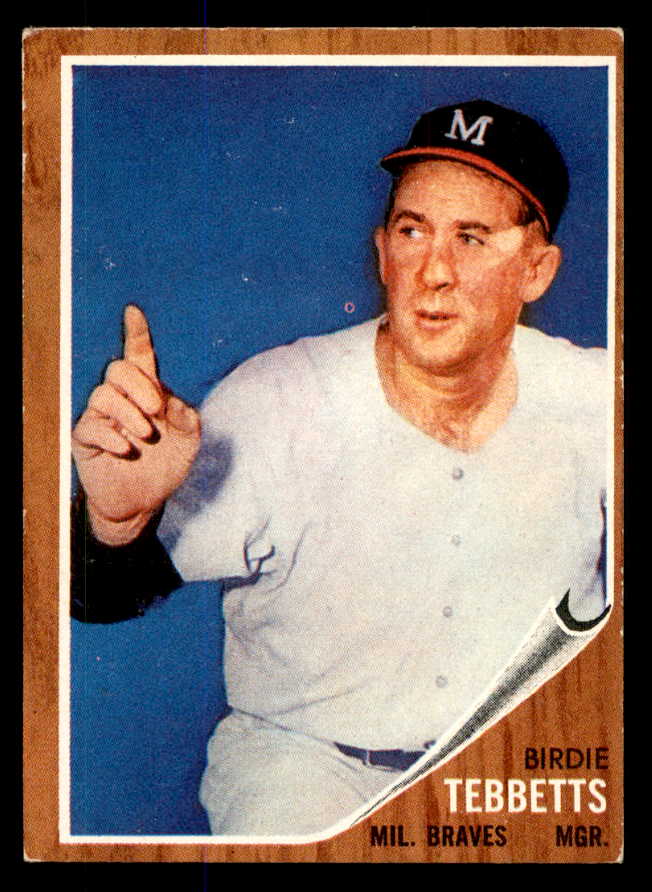 1962 Topps Baseball #588 Birdie Tebbetts Braves VG-EX 548014