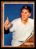 1962 Topps Baseball #588 Birdie Tebbetts Braves VG-EX 548014