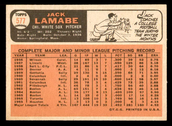 1966 Topps Baseball #577 Jack Lamabe White Sox EX-MT 548151