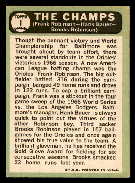 1967 Topps Baseball #001 Brooks Robinson Frank Robinson EX+/EX-MT 548175