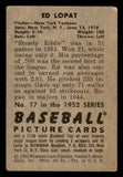1952 Bowman Baseball #017 Eddie Lopat Yankees VG 548216