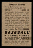 1952 Bowman Baseball #156 Warren Spahn Braves VG 548217