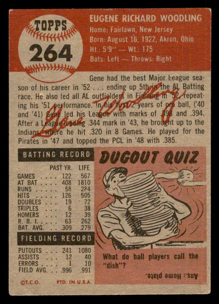 1953 Topps Baseball #264 Gene Woodling Yankees EX+/EX-MT 548239