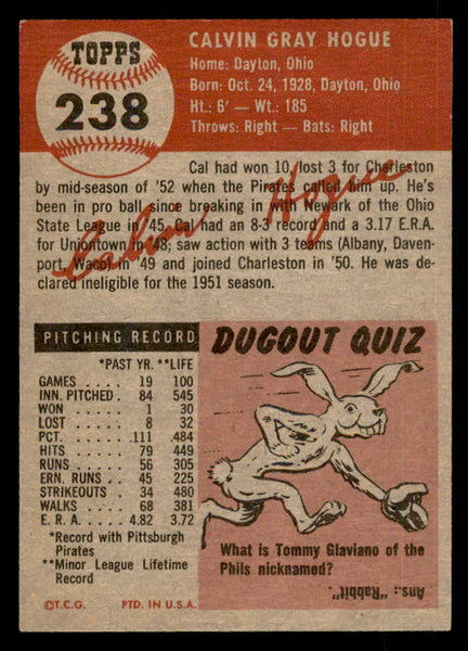 1953 Topps Baseball #238 Cal Hogue Pirates EX+/EX-MT 548241